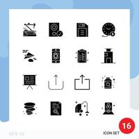 Pack of 16 Modern Solid Glyphs Signs and Symbols for Web Print Media such as currency dollar hardware money retro Editable Vector Design Elements