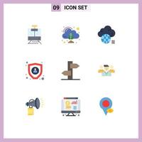 Pictogram Set of 9 Simple Flat Colors of holiday personal cloud encryption technology Editable Vector Design Elements