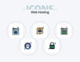 Web Hosting Line Filled Icon Pack 5 Icon Design. lock. earth. international. web. comment vector