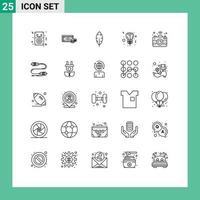 Set of 25 Modern UI Icons Symbols Signs for wifi camera business tulip flower Editable Vector Design Elements