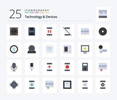 paquete de iconos de 25 colores planos de dispositivos, incluido el teléfono. hardware. Teléfono móvil. dispositivos. pausa vector