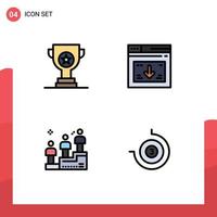 Modern Set of 4 Filledline Flat Colors Pictograph of award leaderboard marketing web win Editable Vector Design Elements