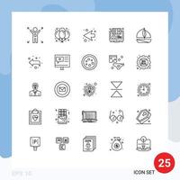 Line Pack of 25 Universal Symbols of boat online next learning learning Editable Vector Design Elements