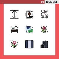 Universal Icon Symbols Group of 9 Modern Filledline Flat Colors of consulting business employee desk living Editable Vector Design Elements