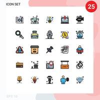 Stock Vector Icon Pack of 25 Line Signs and Symbols for film camera start up punch rocket honey Editable Vector Design Elements