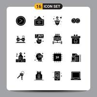 Modern Set of 16 Solid Glyphs and symbols such as cycle man growth duplicate face Editable Vector Design Elements