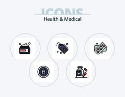 paquete de iconos llenos de línea médica y de salud 5 diseño de iconos. tubo. laboratorio. médico. matraz. signo medico vector