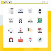 Set of 16 Modern UI Icons Symbols Signs for indent storage audio play video play database Editable Pack of Creative Vector Design Elements