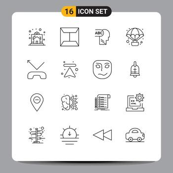 Group of 16 Outlines Signs and Symbols for arrows phone Layer missed observation Editable Vector Design Elements