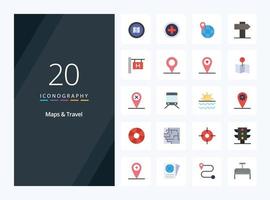 20 Maps  Travel Flat Color icon for presentation vector