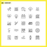 25 Creative Icons Modern Signs and Symbols of down arrow verified cloud house Editable Vector Design Elements