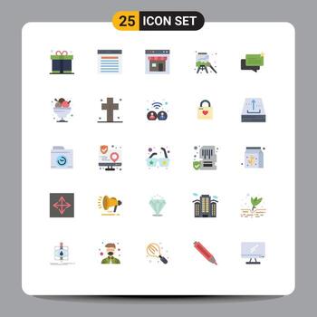 User Interface Pack of 25 Basic Flat Colors of paint art website easel page Editable Vector Design Elements