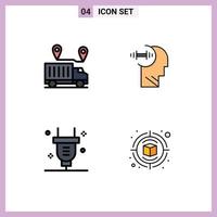 Set of 4 Modern UI Icons Symbols Signs for delivery plug trust brian switch Editable Vector Design Elements