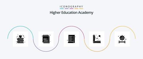 paquete de iconos de academia glifo 5 que incluye estudio. educación. auditoría. academia. medida vector