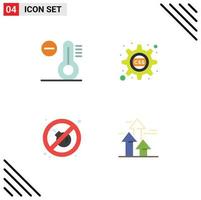 4 User Interface Flat Icon Pack of modern Signs and Symbols of climate place cascading css gear break Editable Vector Design Elements