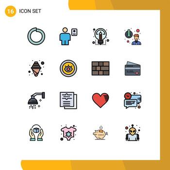 16 líneas universales llenas de colores planos establecidas para aplicaciones web y móviles crema degradar creativo deponer carrera degradar elementos de diseño de vectores creativos editables