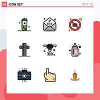 Pictogram Set of 9 Simple Filledline Flat Colors of direct easter camera cross celebration Editable Vector Design Elements