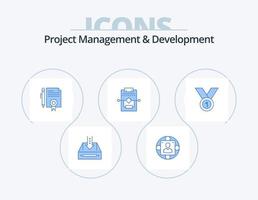 Project Management And Development Blue Icon Pack 5 Icon Design. workflow. documents. business. document. legal vector