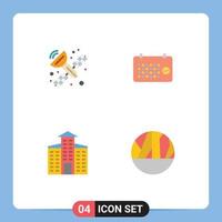 4 Universal Flat Icons Set for Web and Mobile Applications communication city calendar year infected wound Editable Vector Design Elements