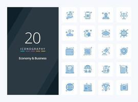20 Economy And Business Blue Color icon for presentation vector