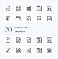 20 Multimedia Line icon Pack like pencil document history reload app vector