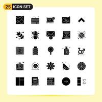 25 User Interface Solid Glyph Pack of modern Signs and Symbols of up canada blueprint world hardware Editable Vector Design Elements