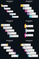 plantilla de diapositiva de presentación del paquete de infografías vectoriales 6 diagramas de ciclo de 5 pasos y líneas de tiempo vector