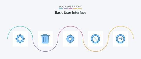Basic Blue 5 Icon Pack Including basic. set. essential. ban vector