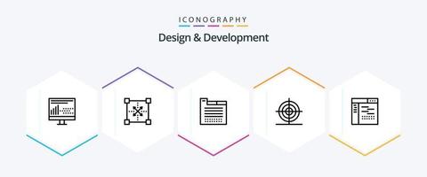 diseño y desarrollo de un paquete de iconos de 25 líneas que incluye la forma. educación. programación. diseño. temática vector