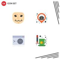 Modern Set of 4 Flat Icons Pictograph of anonymous root city business location terminal Editable Vector Design Elements