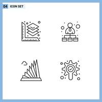 Mobile Interface Line Set of 4 Pictograms of scale estate hierarchical network network martyrs Editable Vector Design Elements