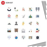 25 Universal Flat Color Signs Symbols of electronics setting shopping bag optimization customize Editable Vector Design Elements