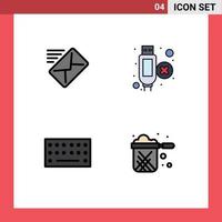 Pictogram Set of 4 Simple Filledline Flat Colors of email type sent hdmi pan Editable Vector Design Elements