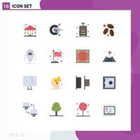 Group of 16 Modern Flat Colors Set for building suitcase life disk vacation Editable Pack of Creative Vector Design Elements