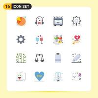 Group of 16 Flat Colors Signs and Symbols for chart microwave marketing headphone engine Editable Pack of Creative Vector Design Elements