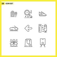 Pictogram Set of 9 Simple Outlines of point back arrows ui arrow cabriolet Editable Vector Design Elements