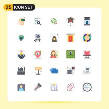 conjunto de pictogramas de 25 colores planos simples de elementos de diseño de vector editables de petardo de búsqueda de kit de casa inteligente