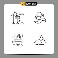 Stock Vector Icon Pack of 4 Line Signs and Symbols for drum tool golos crypto currency gallery Editable Vector Design Elements