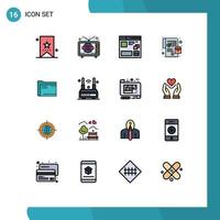 Set of 16 Modern UI Icons Symbols Signs for online order order world wide mobile web Editable Creative Vector Design Elements