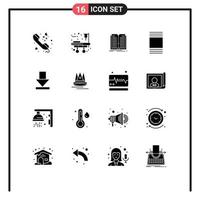 Modern Set of 16 Solid Glyphs and symbols such as premuim dawn file arrow thumbnails Editable Vector Design Elements