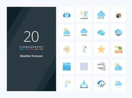 20 Weather Flat Color icon for presentation vector