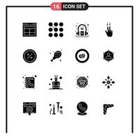 Group of 16 Modern Solid Glyphs Set for commerce gesture password fingers headphone Editable Vector Design Elements