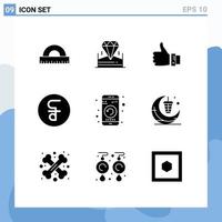 9 Creative Icons Modern Signs and Symbols of cash coin like reil solution Editable Vector Design Elements