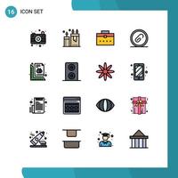 16 User Interface Flat Color Filled Line Pack of modern Signs and Symbols of measure file bag extension attach Editable Creative Vector Design Elements