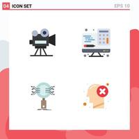 Set of 4 Modern UI Icons Symbols Signs for camera search video interface research Editable Vector Design Elements