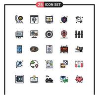 25 iconos creativos signos y símbolos modernos de protección de seguridad desarrollan notificaciones fallidas elementos de diseño de vectores editables