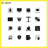 Pictogram Set of 16 Simple Solid Glyphs of umbrella rain imac autumn arrow Editable Vector Design Elements