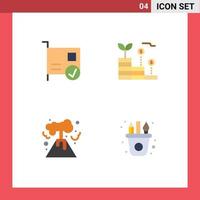 Modern Set of 4 Flat Icons Pictograph of card energy devices growth pollution Editable Vector Design Elements