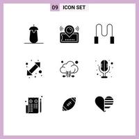 Set of 9 Modern UI Icons Symbols Signs for cloud left ticket go sport Editable Vector Design Elements