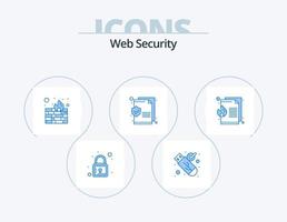 Web Security Blue Icon Pack 5 Icon Design. . fire. protection. file. text vector